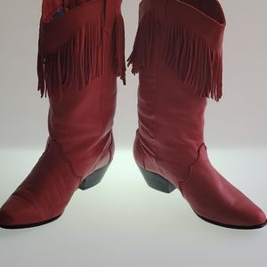 Super Fun Vintage Red Fringe Cowboy Boots